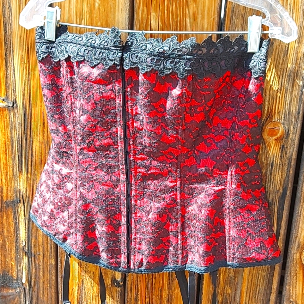Quality Red and Black lace corset